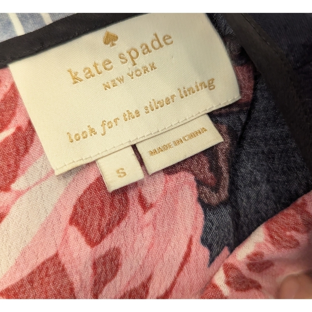 Kate Spade Rosa Pink Floral Ruffle 3/4 Length Sleeve Dress Size Small - Picture 3 of 5